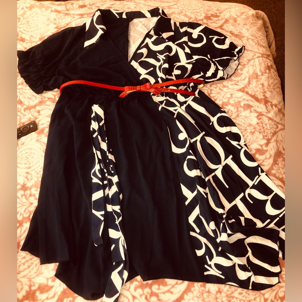Plus size (3X) Navy/ White swing Dress